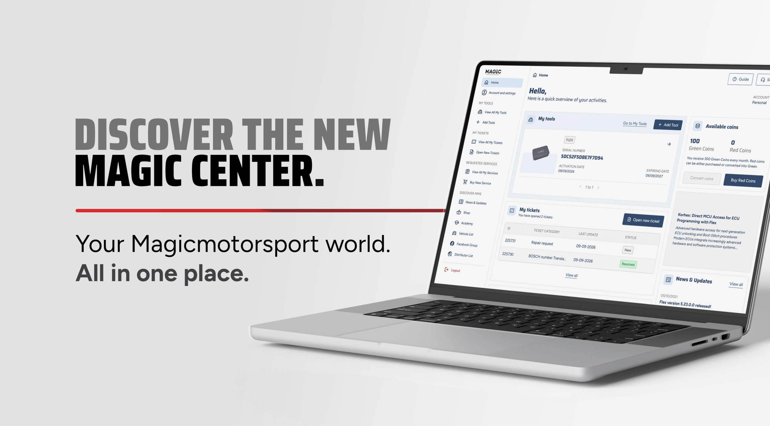Magic Center, the new Magic Engineering platform for services, support and account management