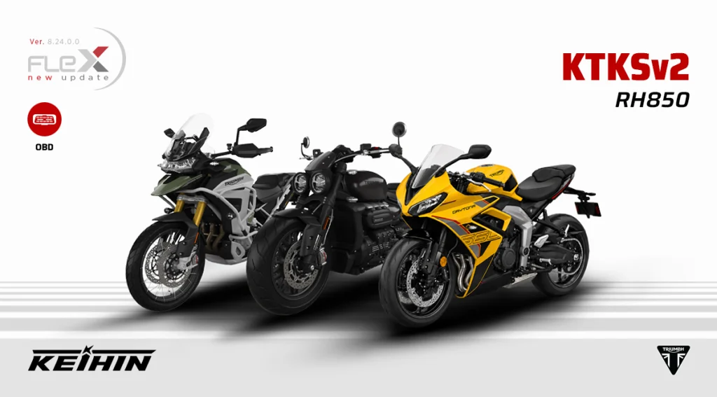 Flex OBD programming support for Triumph motorcycles with Keihin KTKSv2 ECU